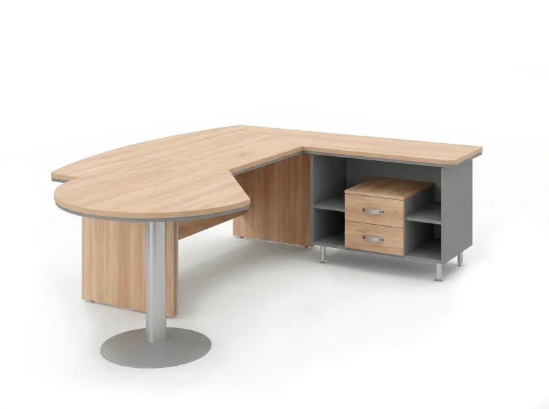 BRL RB072-255x200R Стол рук-ля R угл. брифинг и тумба 2 ящ. 2550х2000х760 Акация/Серый вулканический