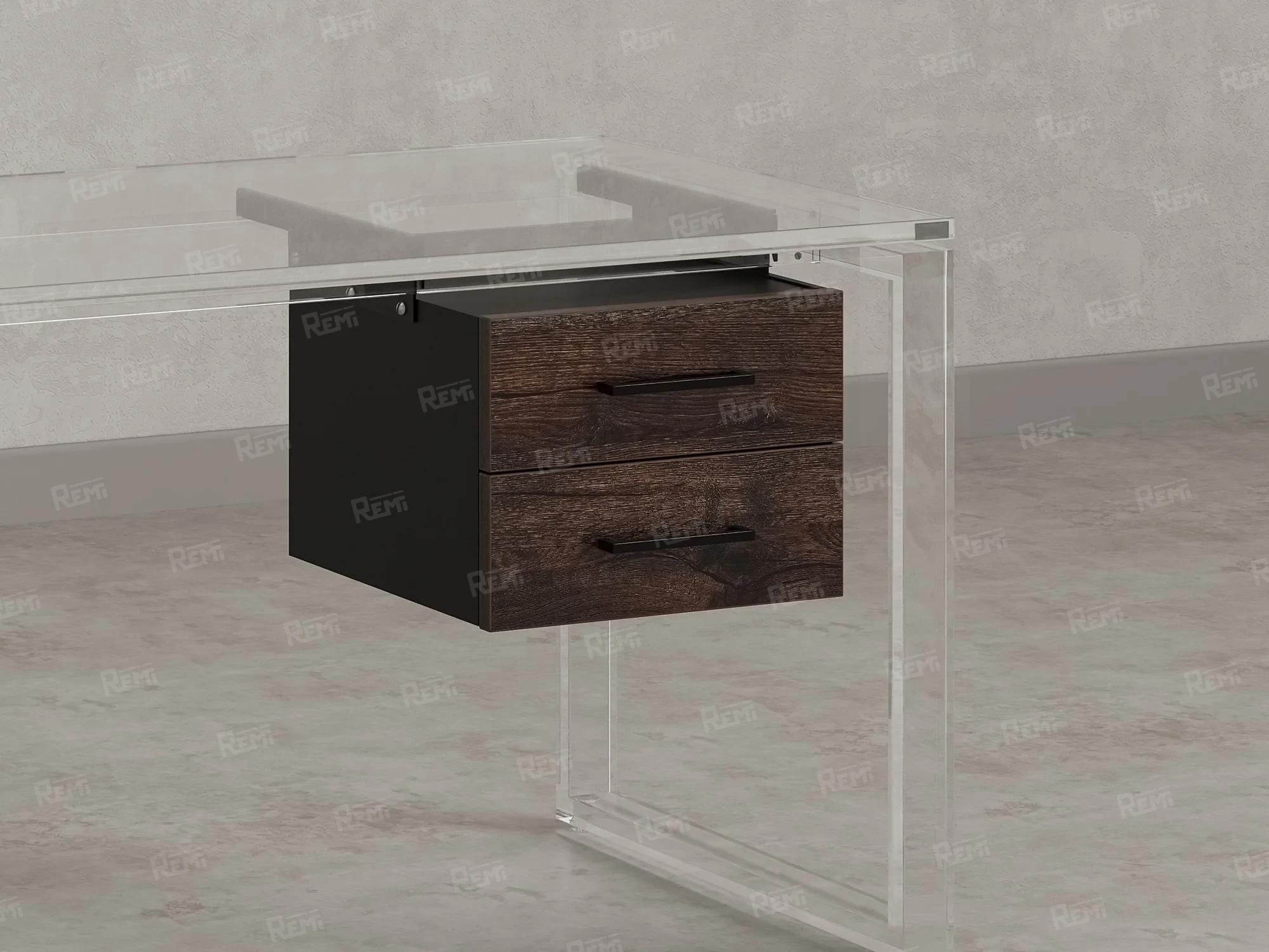 Тумба подвесная, два ящика 400x452x300 RM201-16х8 Дуб Апрельский Шоколадный/Черный