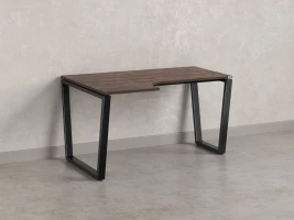 Стол угловой, U-опора, левый 1400x900/1200x750, RM051-14x9-12 Дуб Апрельский шоколад/Черный