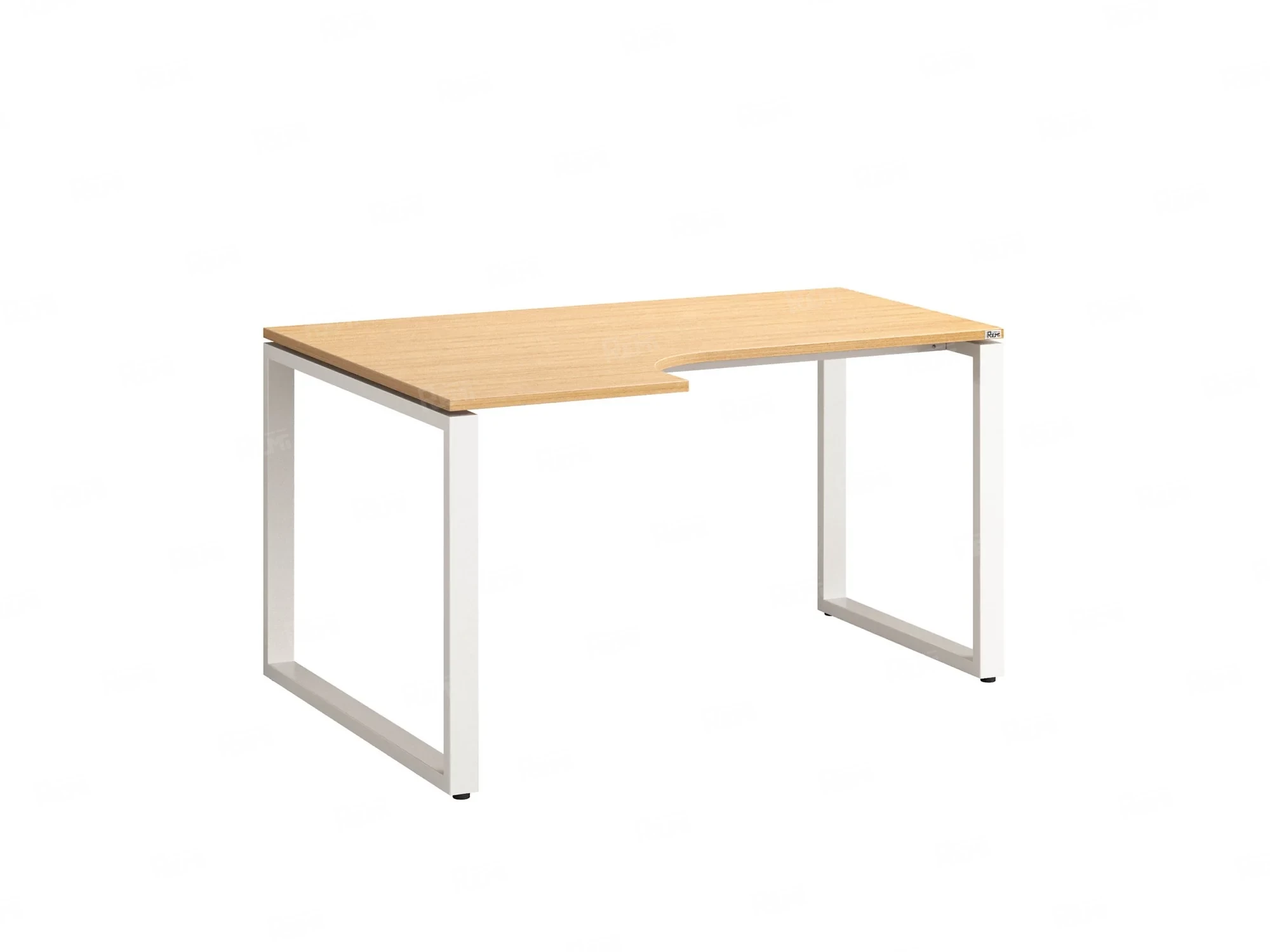 Стол угловой, О-опора, левый 1600x800/1000x750, RM055-16x8-10 Вяз Швейцарский светлый/Белый