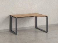 Стол угловой, О-опора, правый 1400x600/900x750, RM054-14x6-9 Дуб Юстус/Серый