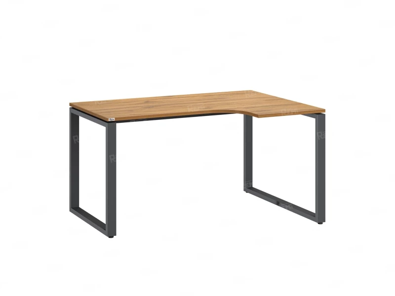 Стол угловой, О-опора, правый 1400x600/900x750, RM054-14x6-9 Дуб Юстус/Серый