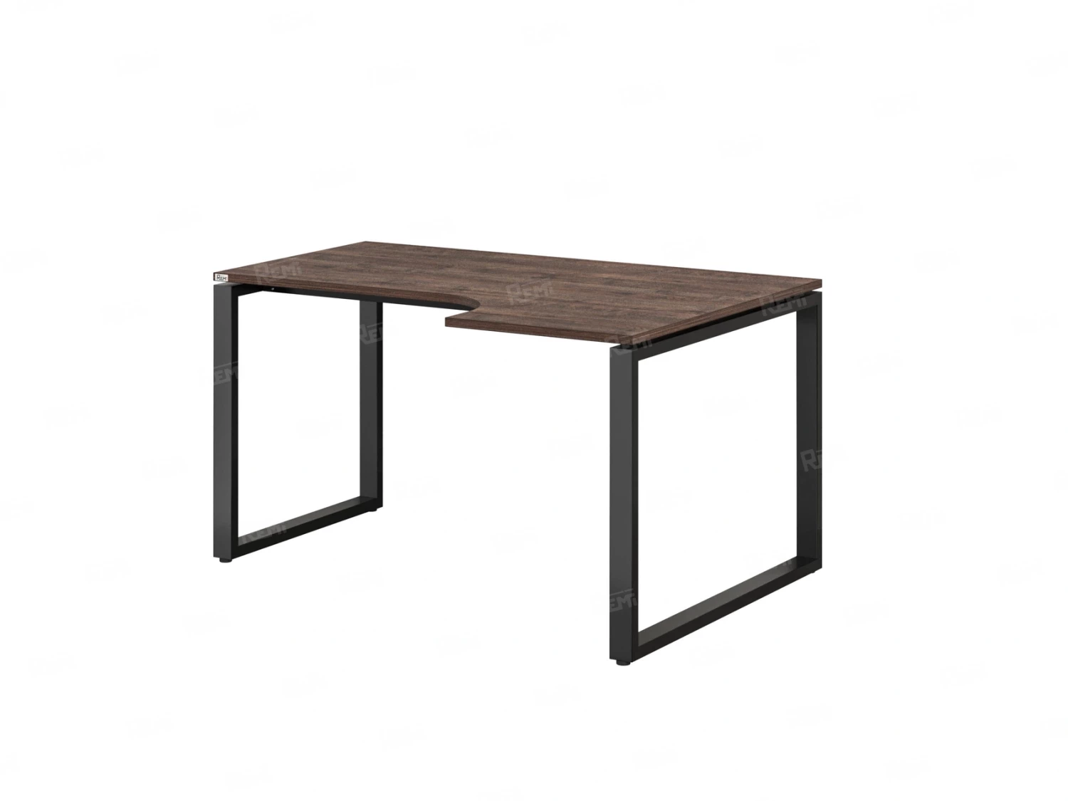 Стол угловой, О-опора, правый 1600x900/1200x750, RM054-16x9-12 Дуб Апрельский шоколад/Черный