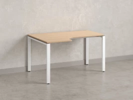Стол угловой, П-опора, левый 1400x800/1000x750, RM053-14x8-10 Вяз Швейцарский светлый/Белый