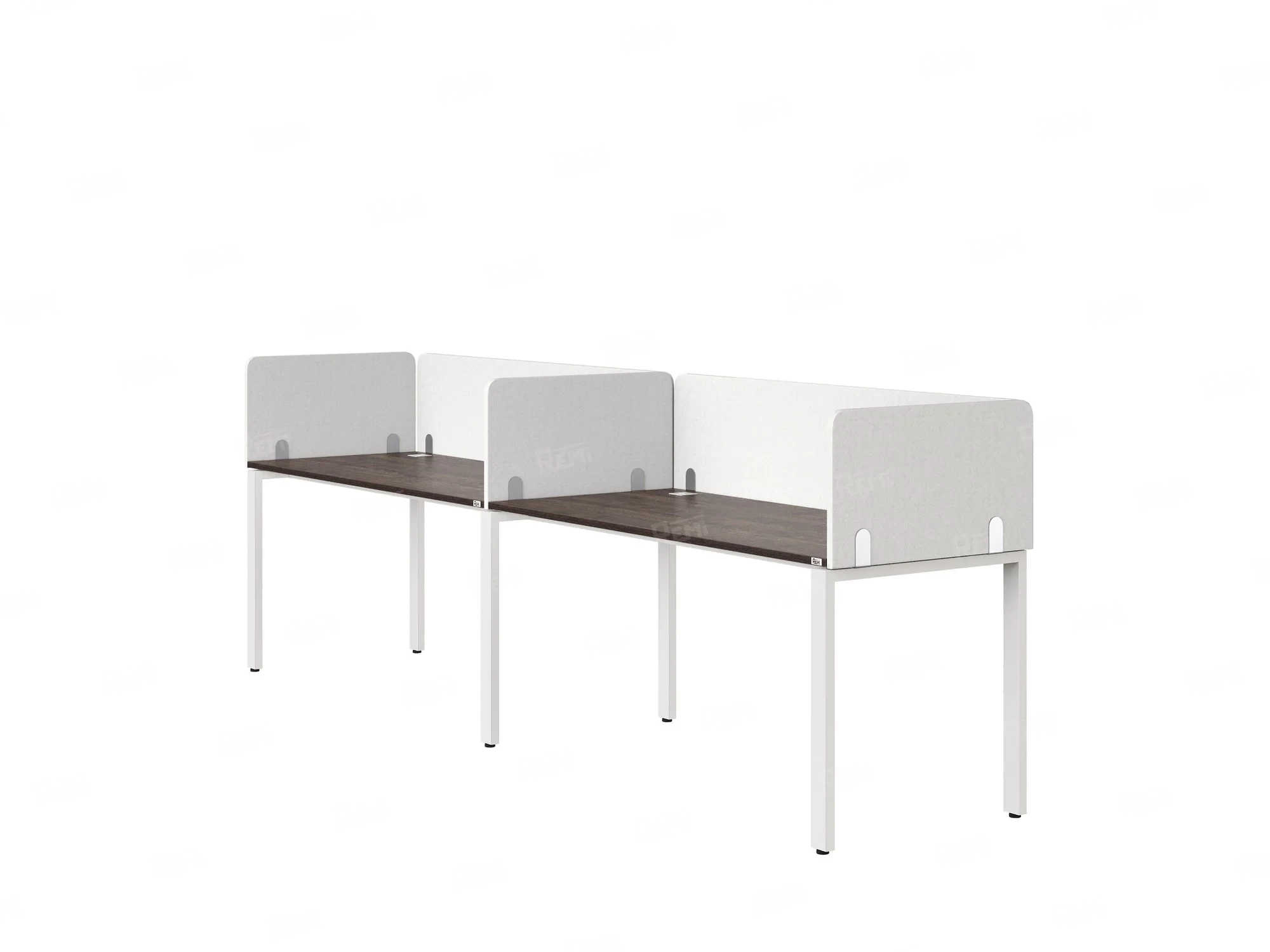 Бенч-система в 1 ряд, 2 рабочих места 5 тканевых экранов 2700x800x750 RM167-1-27x8 Дуб Апрельский шоколад/Белый