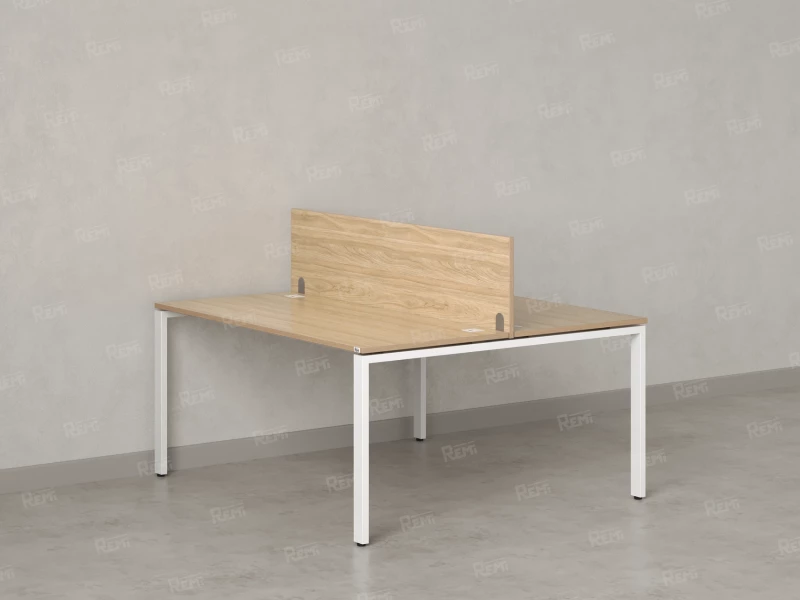 Бенч-система, 2 рабочих места, с одним экраном ЛДСП 1600x1600x750 RM165-2-16x16 Вяз Швейцарский светлый/Белый