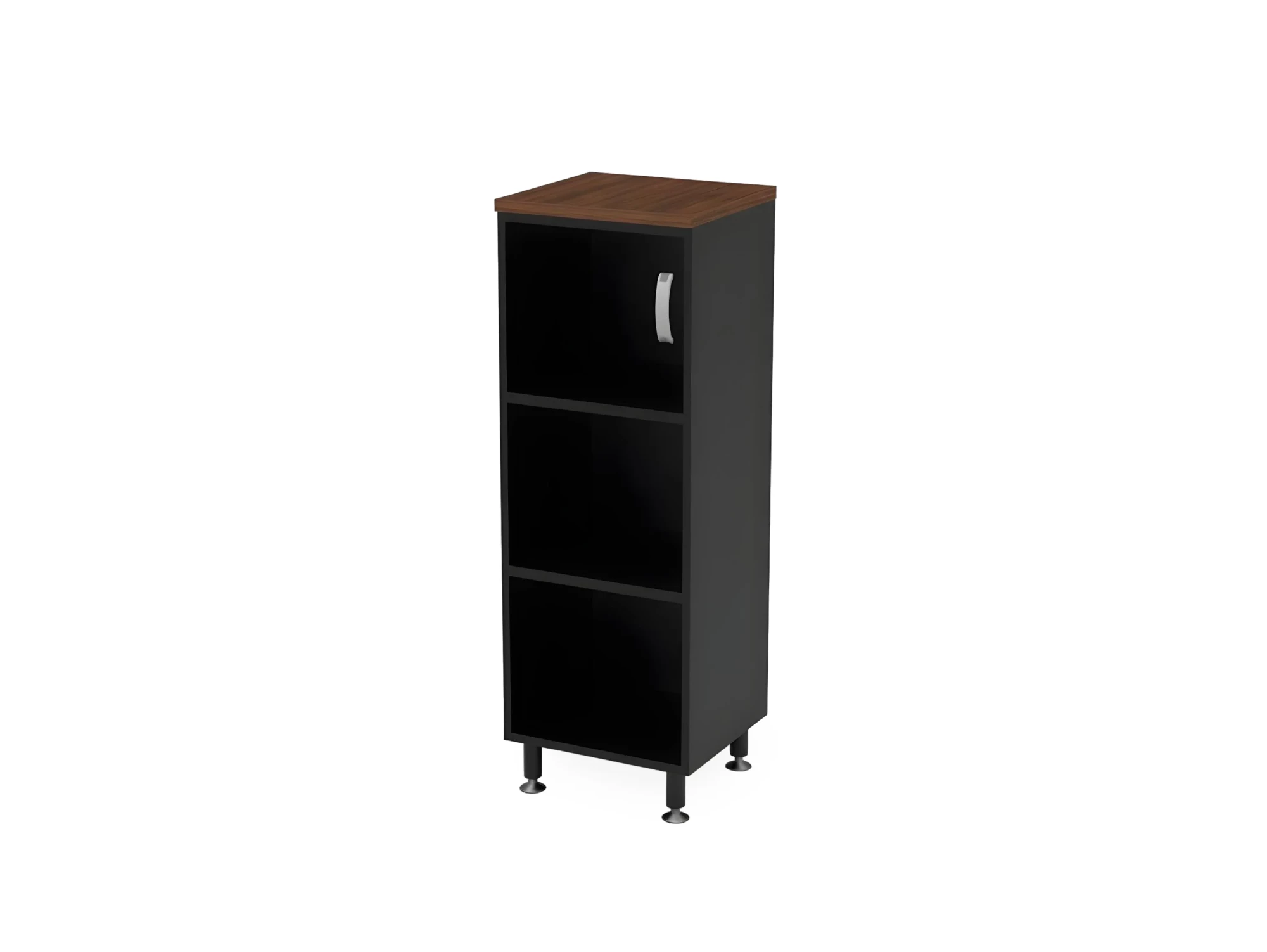 BRL RB049-45х43L Стеллаж закрытый витрина стекло левый 450х430х1290 Орех Вармия/Черный