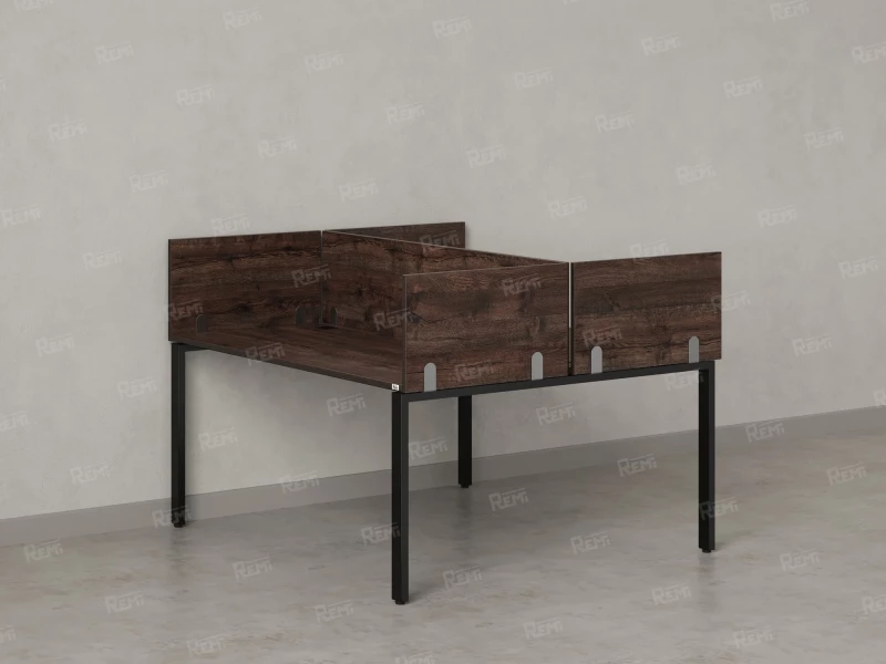 Бенч-система, 2 рабочих места, 5 ЛДСП экранов 1600x1200x750 RM165-4-16x12 Дуб Апрельский шоколад/Черный