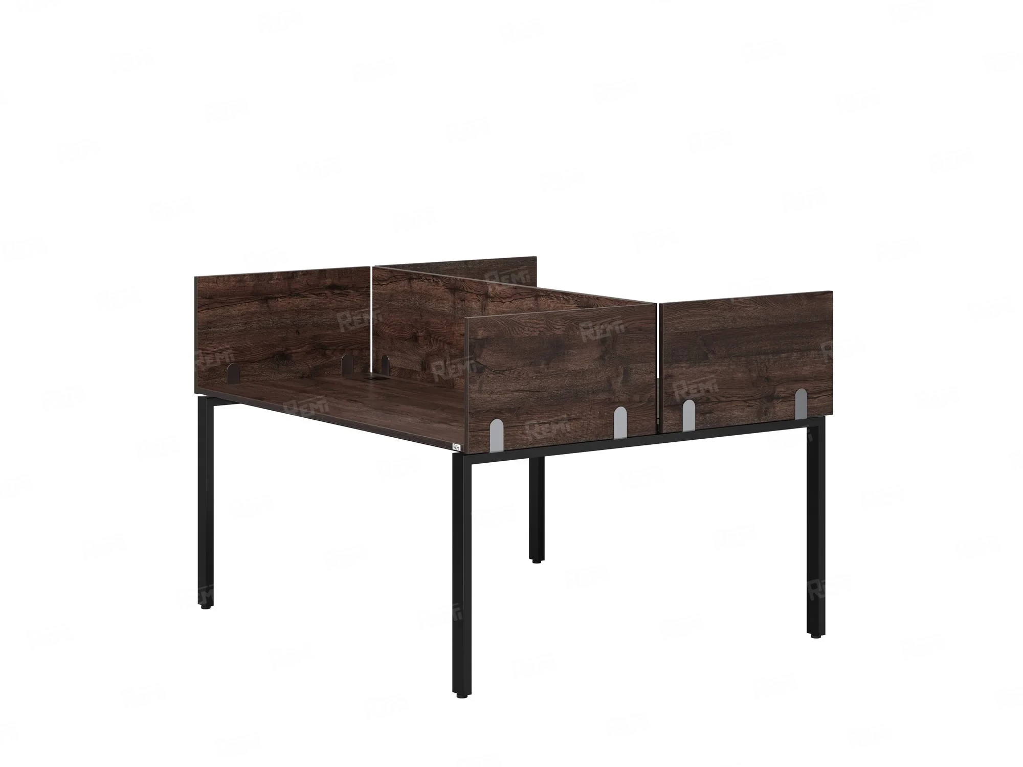 Бенч-система, 2 рабочих места, 5 ЛДСП экранов 1600x1200x750 RM165-4-16x12 Дуб Апрельский шоколад/Черный