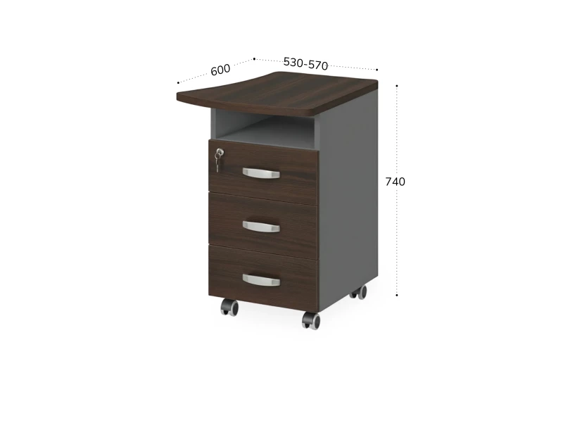 BRL RB086-57х60R Тумба приставная правая 570х600х740 Венге/Серый вулканический