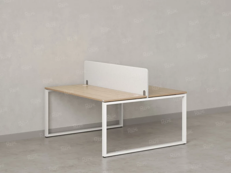 Бенч-система, 2 рабочих места, с одним тканевым экраном 1000x1400x750 RM169-1-10x14 Вяз Швейцарский светлый/Белый