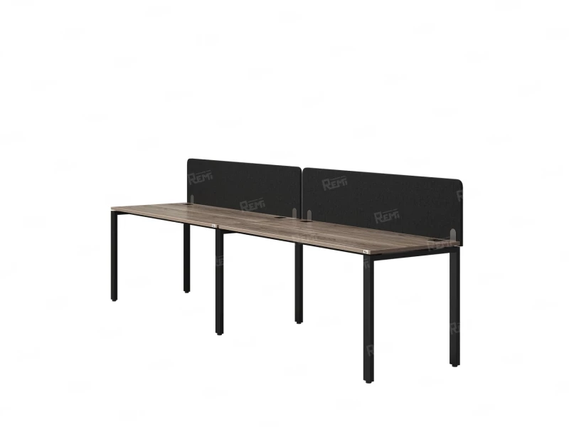 Бенч-система в 1 ряд, 2 рабочих места 2 тканевых экранов 3200x800x750 RM167-3-32x8 Дуб Маувелла/Черный