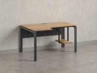 Стол угловой, экран металл, П-опора, левый 1400x600/900x750, RM059-14x6-9 Дуб Юстус/Серый