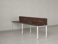 Бенч-система в 1 ряд, 2 рабочих места 2 ЛДСП экранов 2400x600x750 RM167-4-24x6 Дуб Апрельский шоколад/Белый