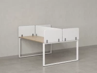 Бенч-система, 2 рабочих места, 5 тканевых экранов 1600x1600x750 RM169-3-16x16 Вяз Швейцарский светлый/Белый