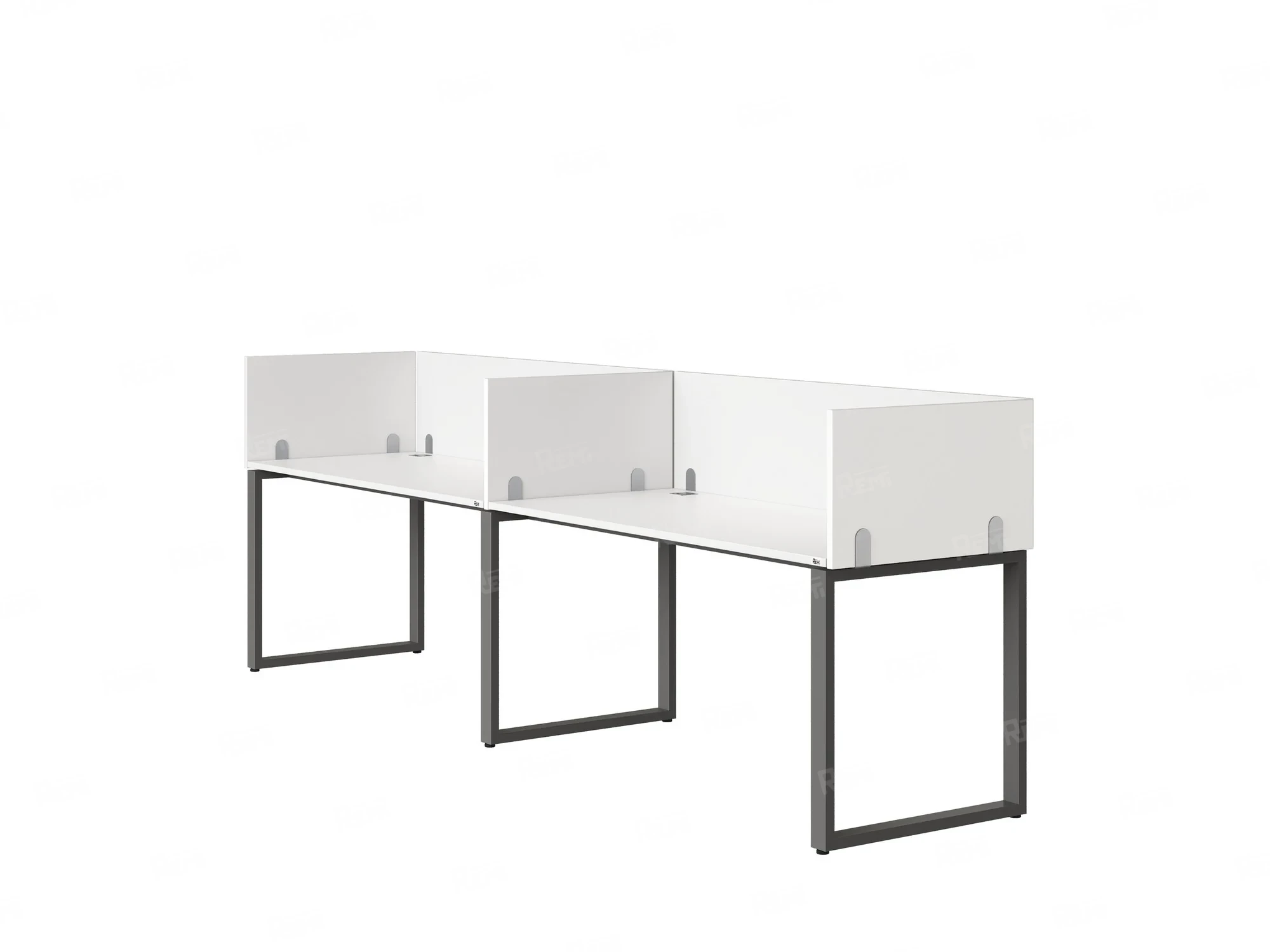 Бенч-система в 1 ряд, 2 рабочих места 5 ЛДСП экранов 2000x600x750 RM168-2-20x6 Белый/Серый