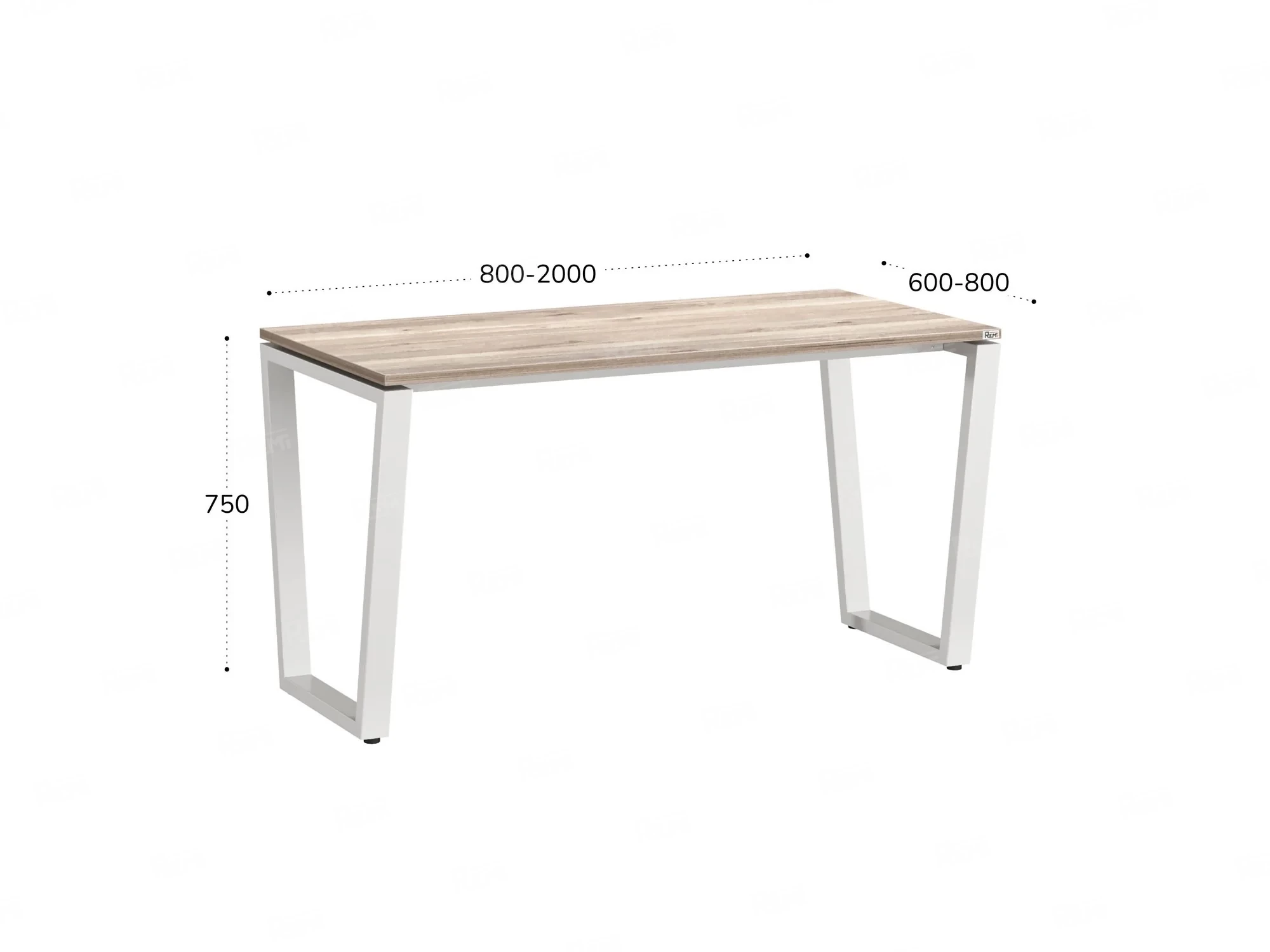 Стол прямой на U-образных опорах 1000x800x750 RM003-10x8 Дуб Маувелла/Белый