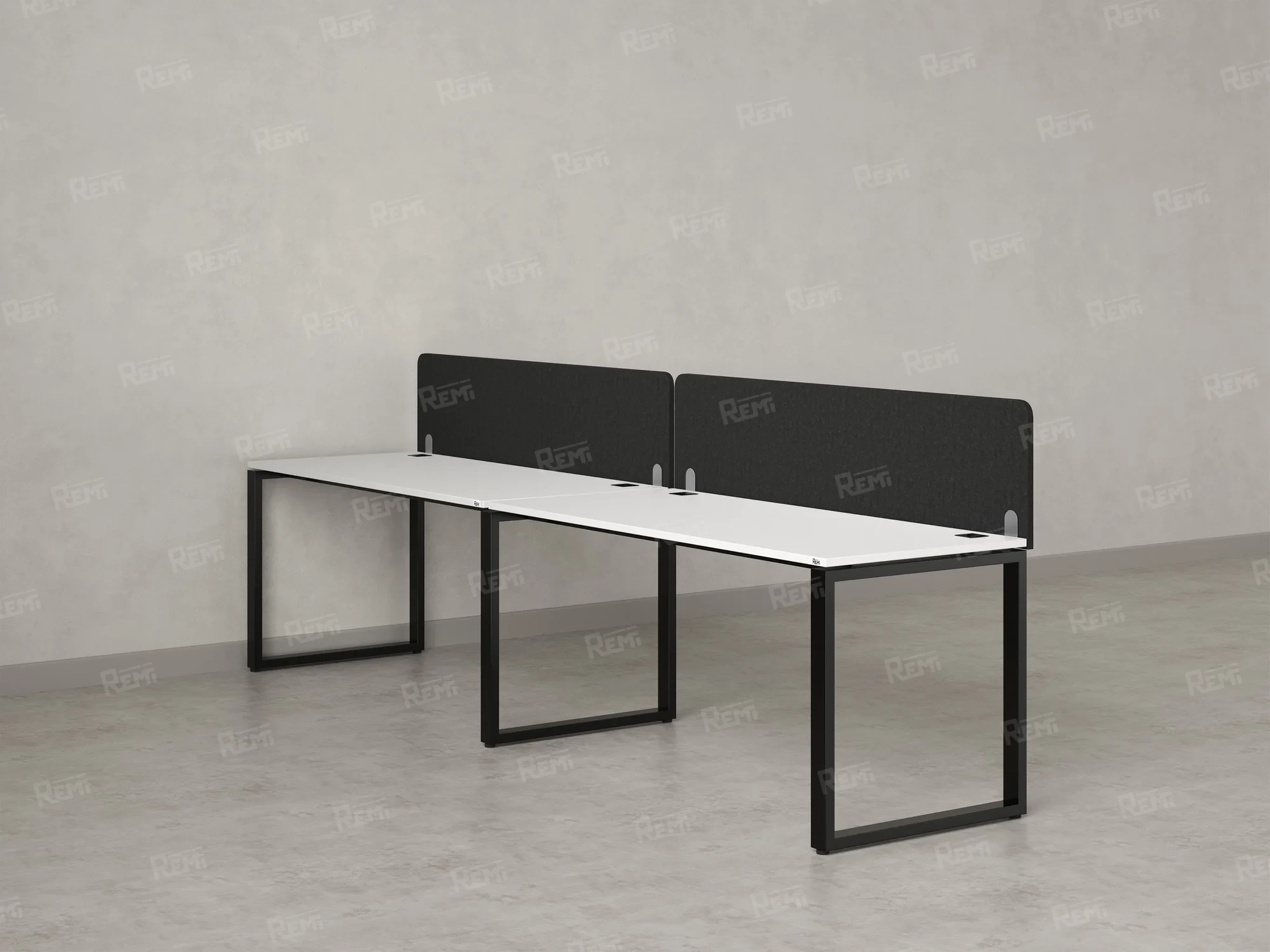 Бенч-система в 1 ряд, 2 рабочих места 2 тканевых экранов 2400x800x750 RM168-3-24x8 Белый/Черный