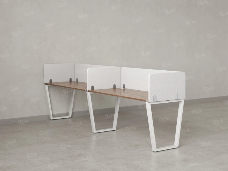 Бенч-система в 1 ряд, 2 рабочих места 5 тканевых экранов 2000x700x750 RM174-1-20x7 Дуб Юстус/Белый