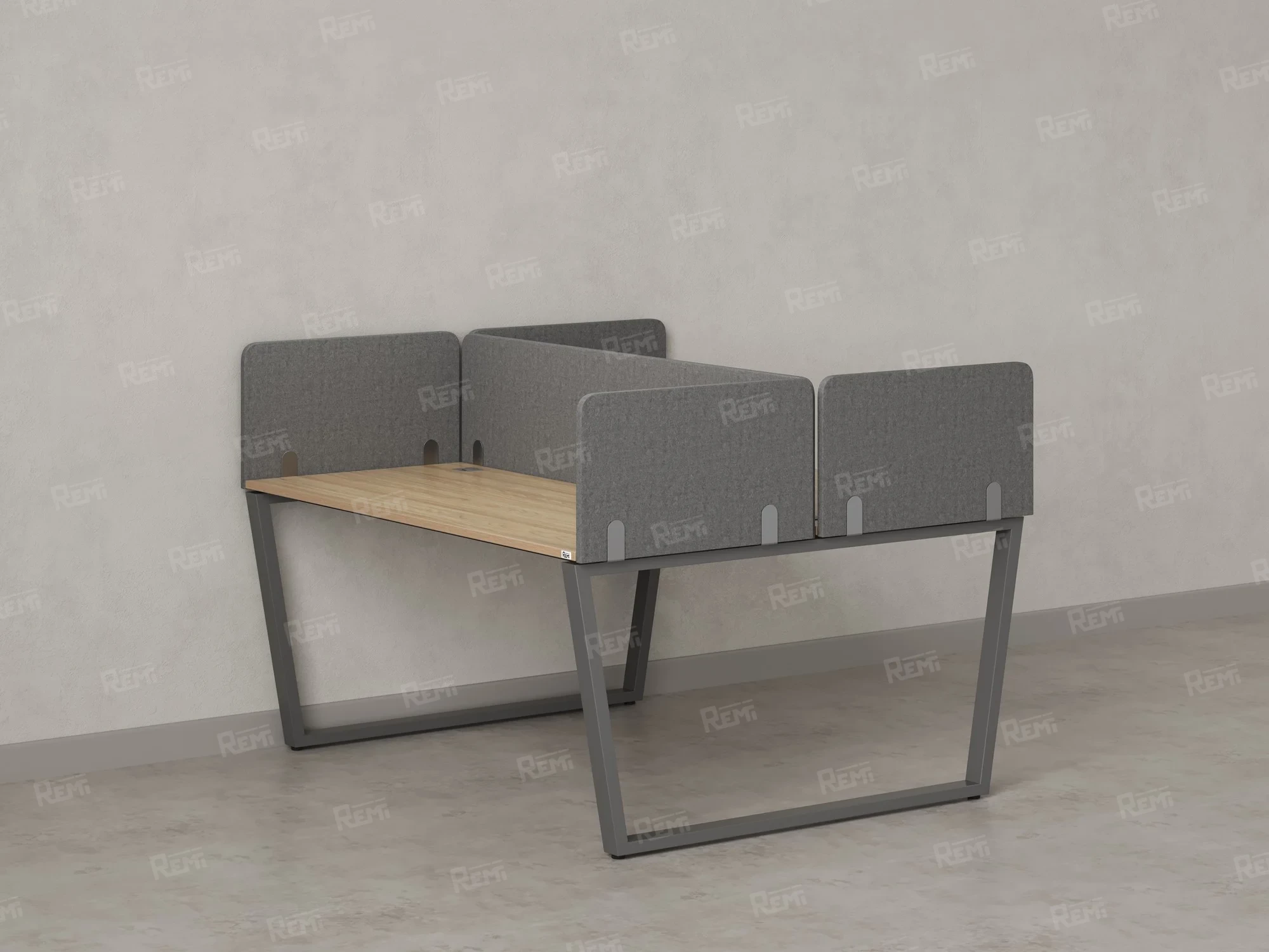 Бенч-система, 2 рабочих места, 5 тканевых экранов 1600x1600x750 RM172-3-16x16 Вяз Швейцарский светлый/Серый