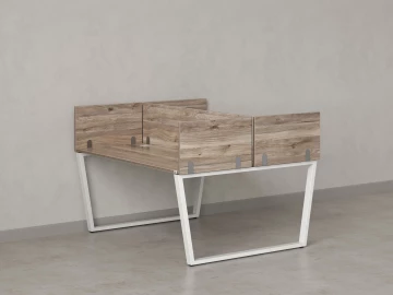 Бенч-система, 2 рабочих места, 5 ЛДСП экранов 1600x1200x750 RM172-4-16x12 Дуб Маувелла/Белый