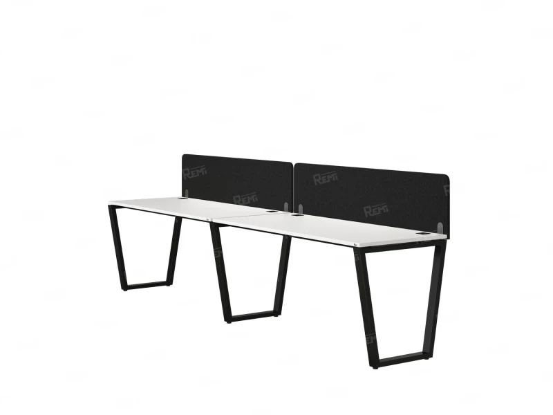 Бенч-система в 1 ряд, 2 рабочих места 2 тканевых экранов 2400x800x750 RM174-3-24x8 Белый/Черный