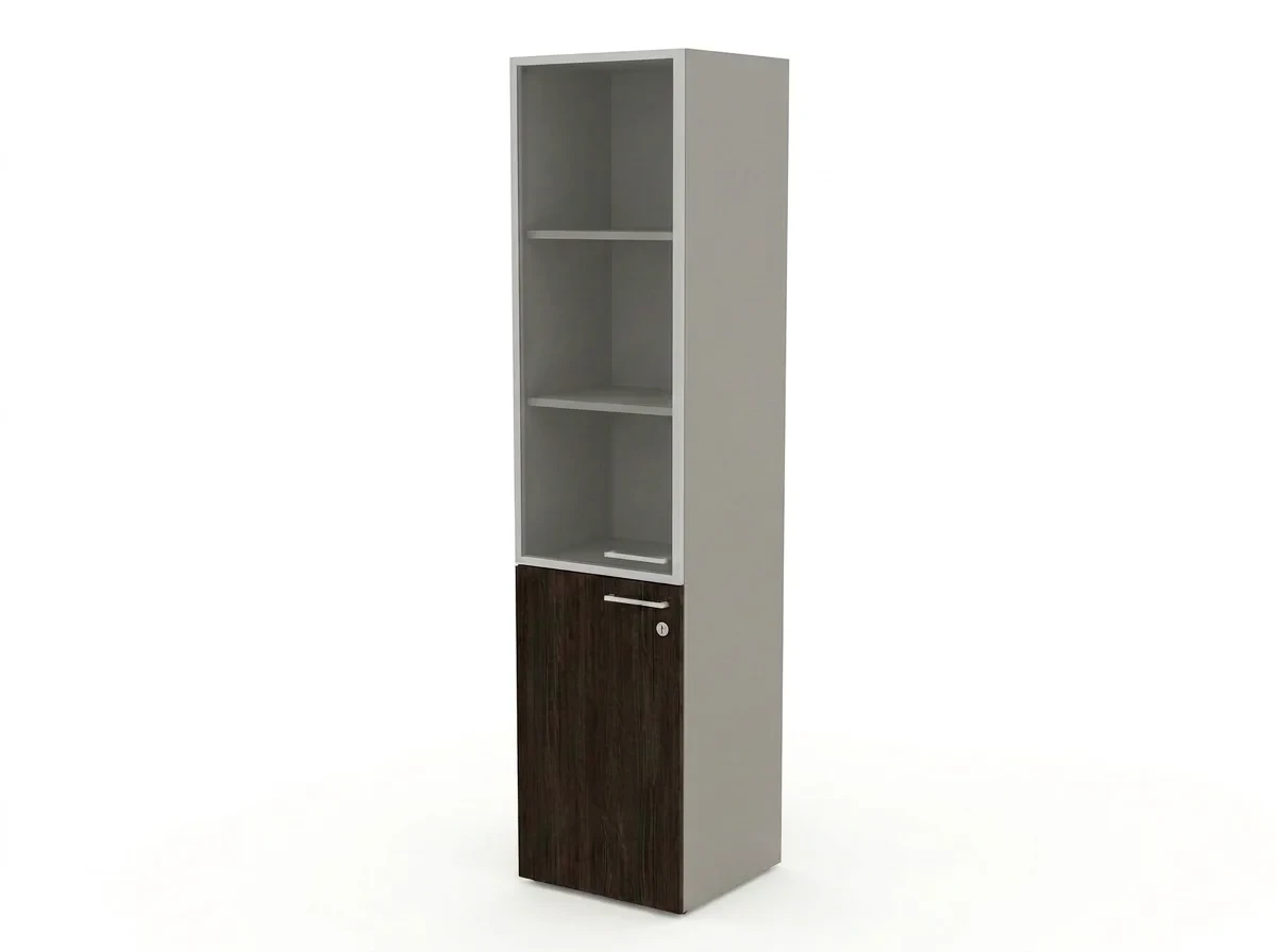 Шкаф комби RAC066 с замком, левый, прозрачное стекло 45,1x44,8x198,2см Дуб Термо/Серый камень, Серия Аккорд / Accord. Серия Аккорд / Accord. Серия Аккорд / Accord