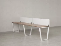 Бенч-система в 1 ряд, 2 рабочих места 2 тканевых экранов 3200x800x750 RM174-3-32x8 Дуб Юстус/Белый