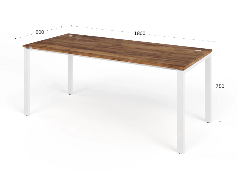 Стол прямой на металлокаркасе 1800x800x750 RTD071 Таксония шоколадная/Белый