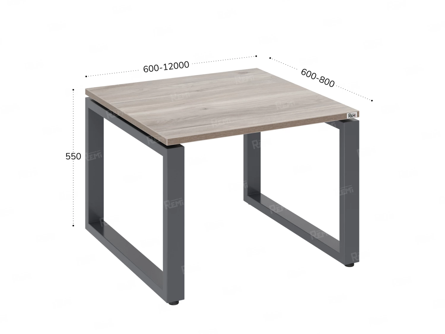 Журнальный стол с полкой 1200x800x550 RM182-12x8 Дуб Маувелла/Серый