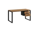 Стол прямой с подвесной тумбой 2 ящика, О-опора 1600x700x750 RM037-16x7 Дуб Юстус/Черный