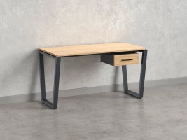 Стол прямой с подвесной тумбой, U-опора 2000x600x750 RM034-20x6 Вяз Швейцарский светлый/Серый