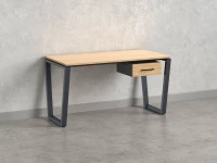 Стол прямой с подвесной тумбой, U-опора 2000x600x750 RM034-20x6 Вяз Швейцарский светлый/Серый