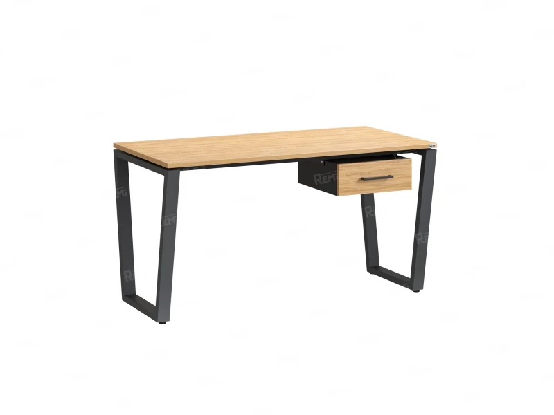 Стол прямой с подвесной тумбой, U-опора 2000x600x750 RM034-20x6 Вяз Швейцарский светлый/Серый