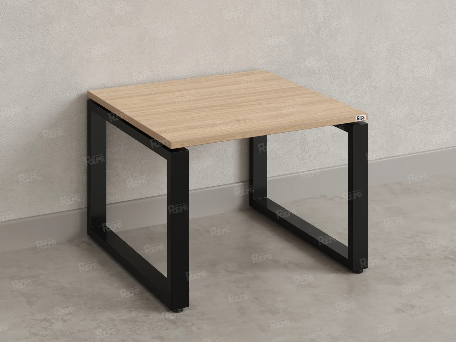 Журнальный стол с полкой 800x800x550 RM182-8x8 Вяз Швейцарский светлый/Черный