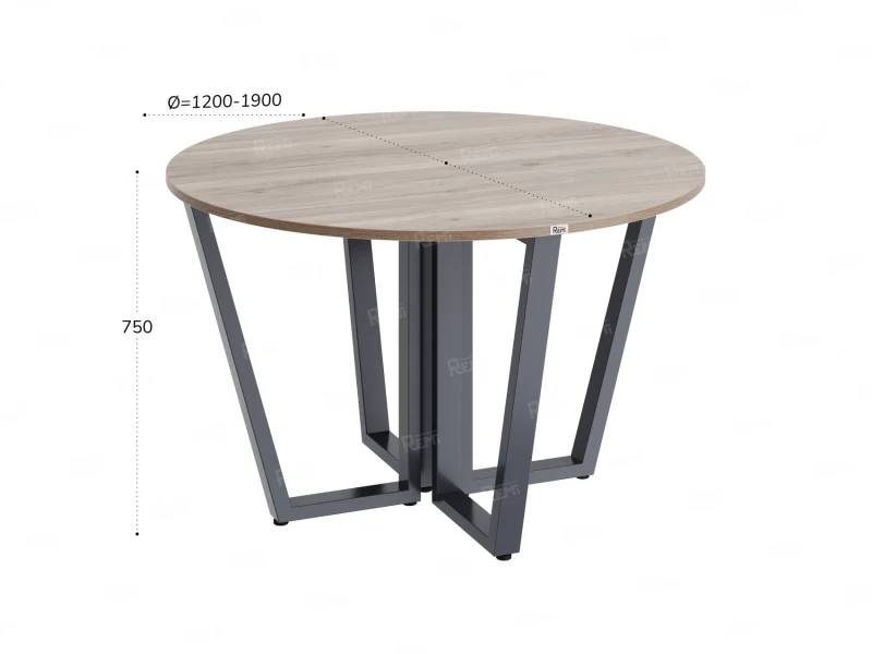 Круглый стол на U-образных опорах 1400x1400x750 RM188-14x14 Дуб Маувелла/Серый