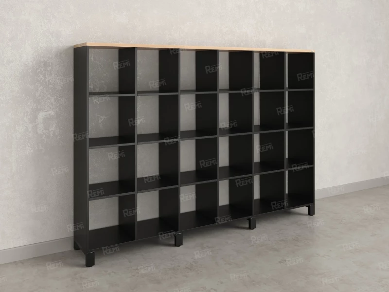 Стеллаж, 24 ячейки 2250х370х1620 RM141-225x37 Вяз Швейцарский светлый/Черный