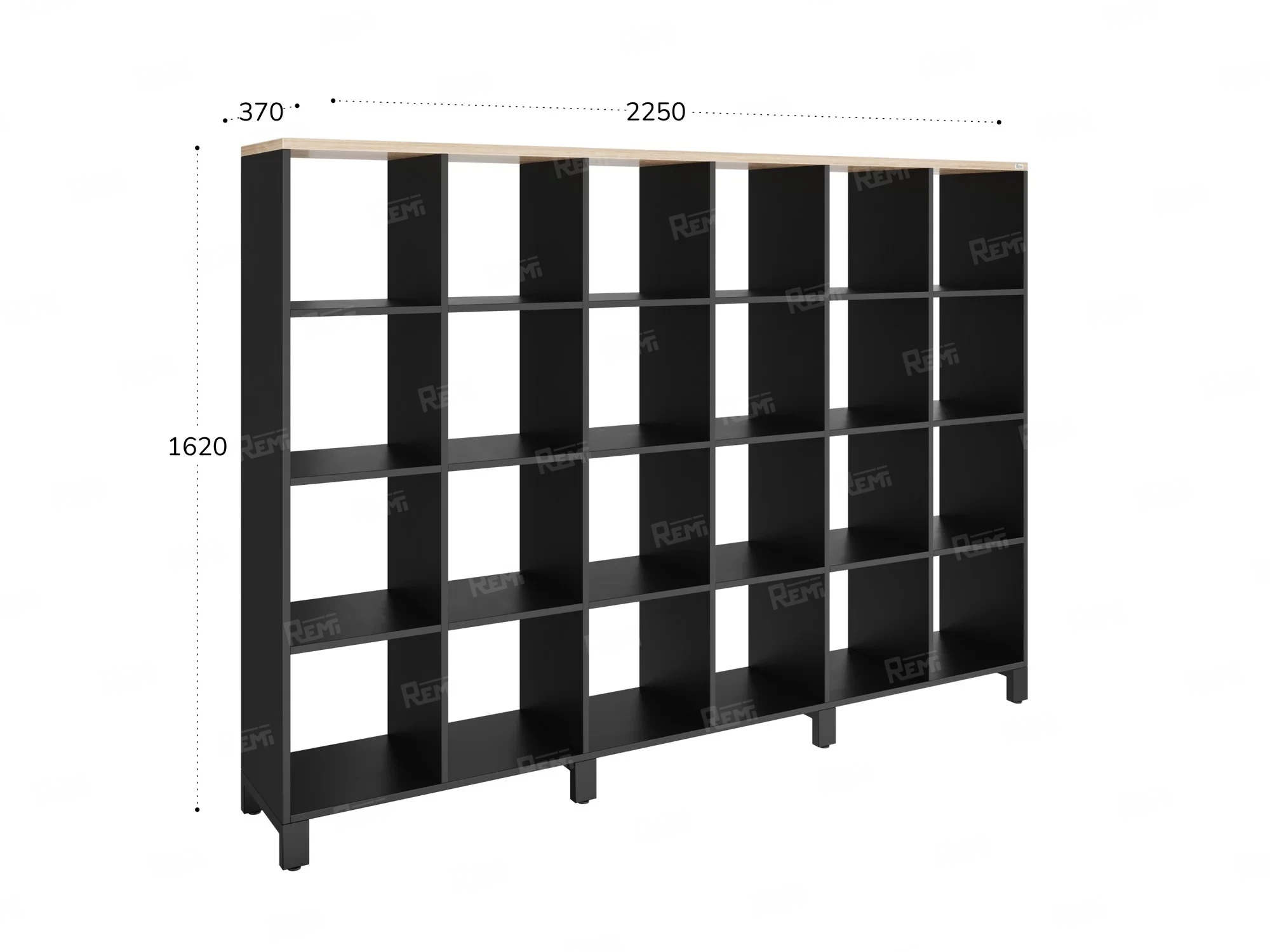 Стеллаж, 24 ячейки 2250х370х1620 RM141-225x37 Вяз Швейцарский светлый/Черный