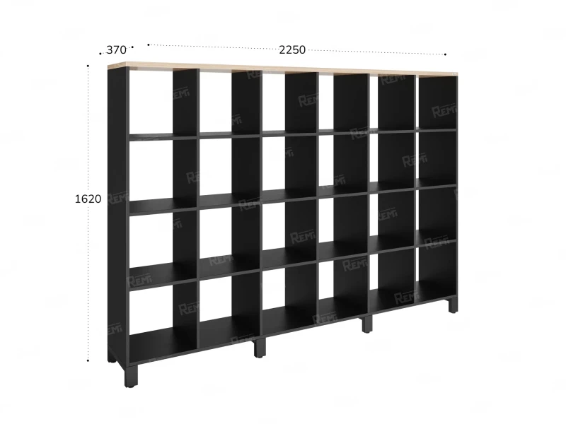 Стеллаж, 24 ячейки 2250х370х1620 RM141-225x37 Вяз Швейцарский светлый/Черный