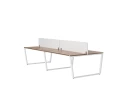 Бенч-система, 4 рабочих места, на U-образных опорах, 2 тканевых экранов 3200x1600x750 RM173-3-16x16 Дуб Юстус/Белый