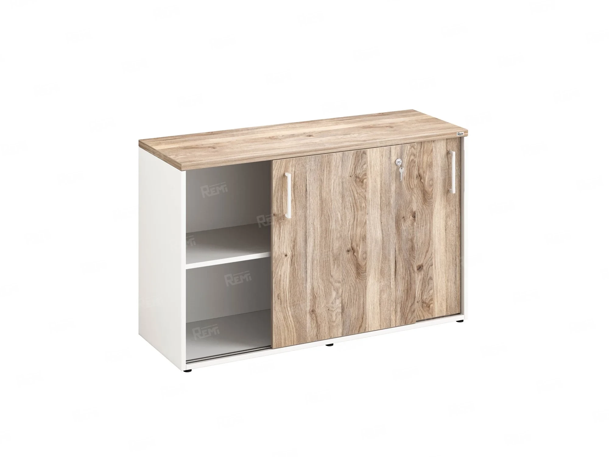 Низкий шкаф-купе на регулируемых опорах 1200x420x750 RM125-120x42 Дуб Маувелла/Белый