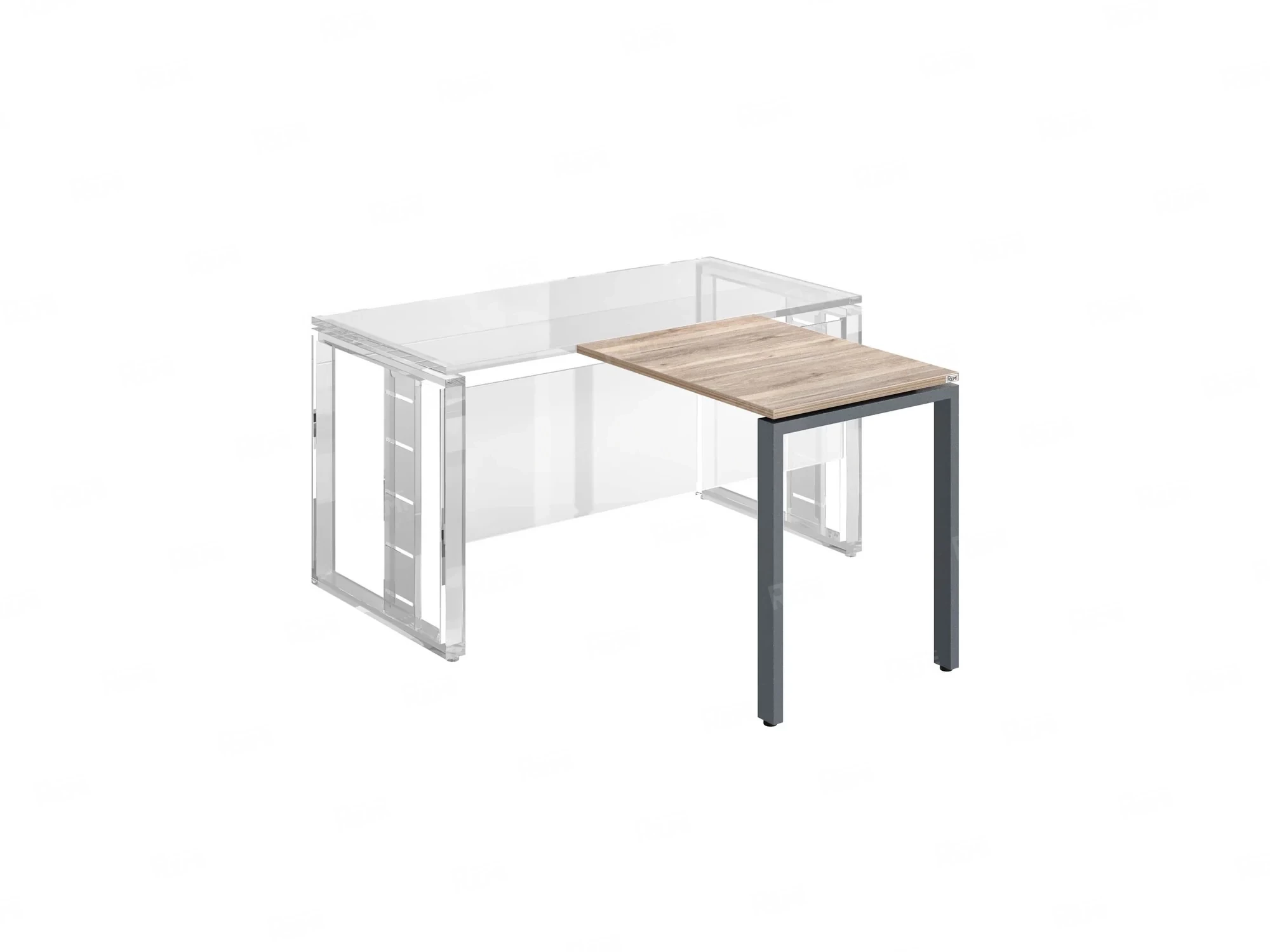 Брифинг прямой, с парящей столешнецей, на П-образном каркасе 800x800x750 RM070-8x8 Дуб Маувелла/Серый