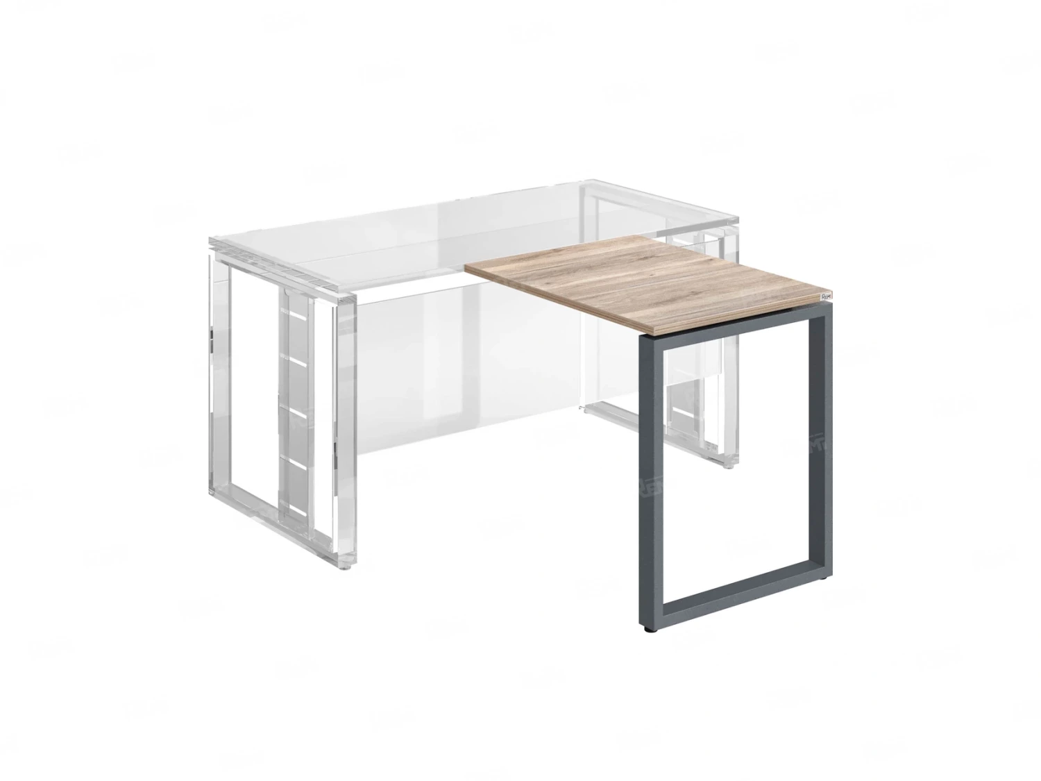 Брифинг прямой, с парящей столешнецей, на О-образном каркасе 1500x800x750 RM072-15x8 Дуб Маувелла/Серый