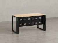 Стол прямой на О-образных опорах с металлическим экраном 1400x700x750 RM042-14x7 Вяз Швейцарский светлый/Черный