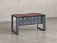 Стол прямой на О-образных опорах с металлическим экраном 1800x800x750 RM042-18x8 Дуб Апрельский шоколад/Серый
