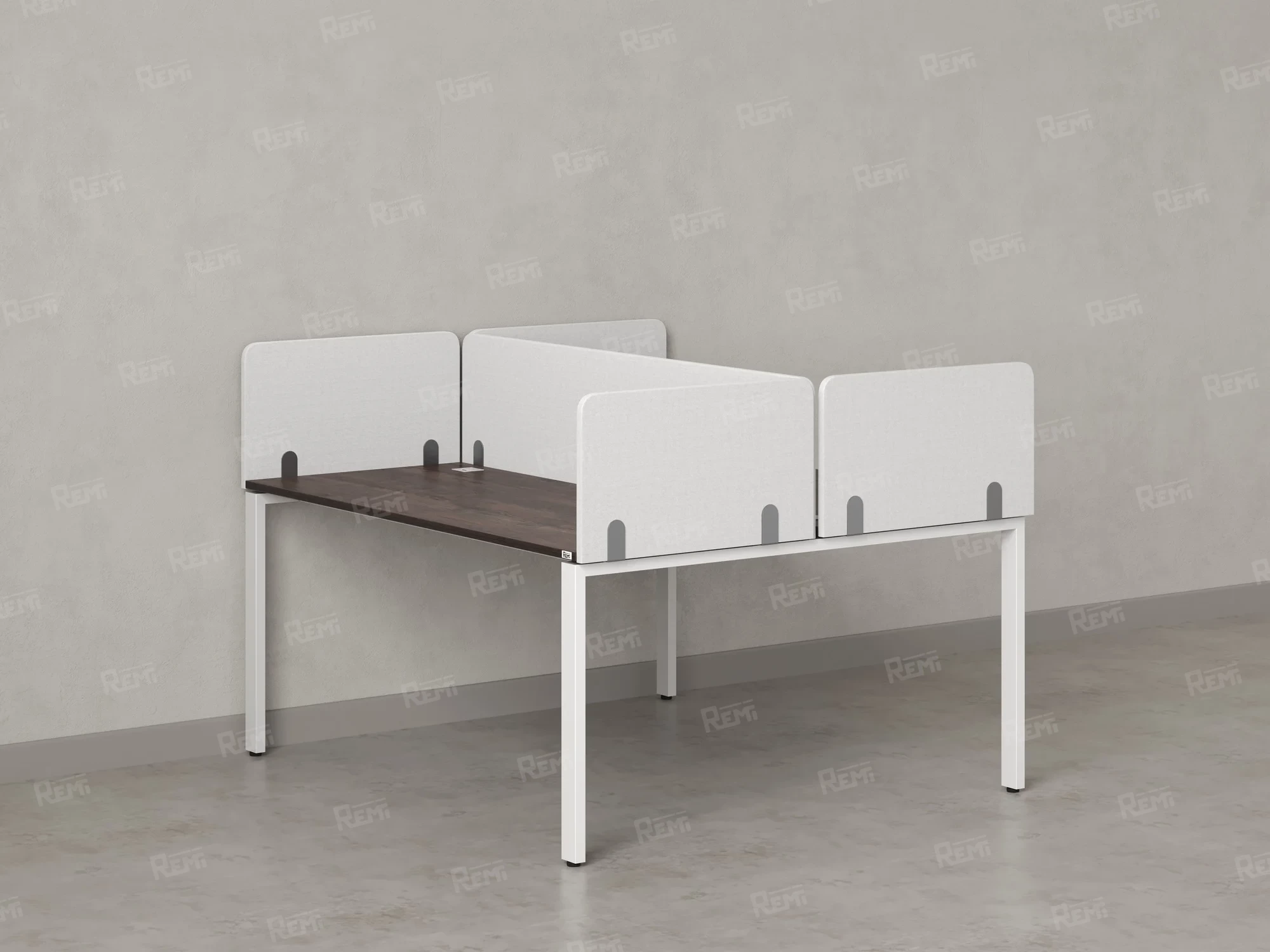 Бенч-система, 2 рабочих места, на П-образных опорах, 5 тканевых экрана 1400x1600x750 RM165-3-14x16 Дуб Апрельский шоколад/Белый