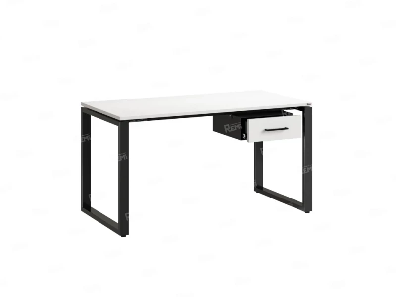 Стол прямой с подвесной тумбой, О-опора 1800x800x750 RM036-18x8 Белый/Черный
