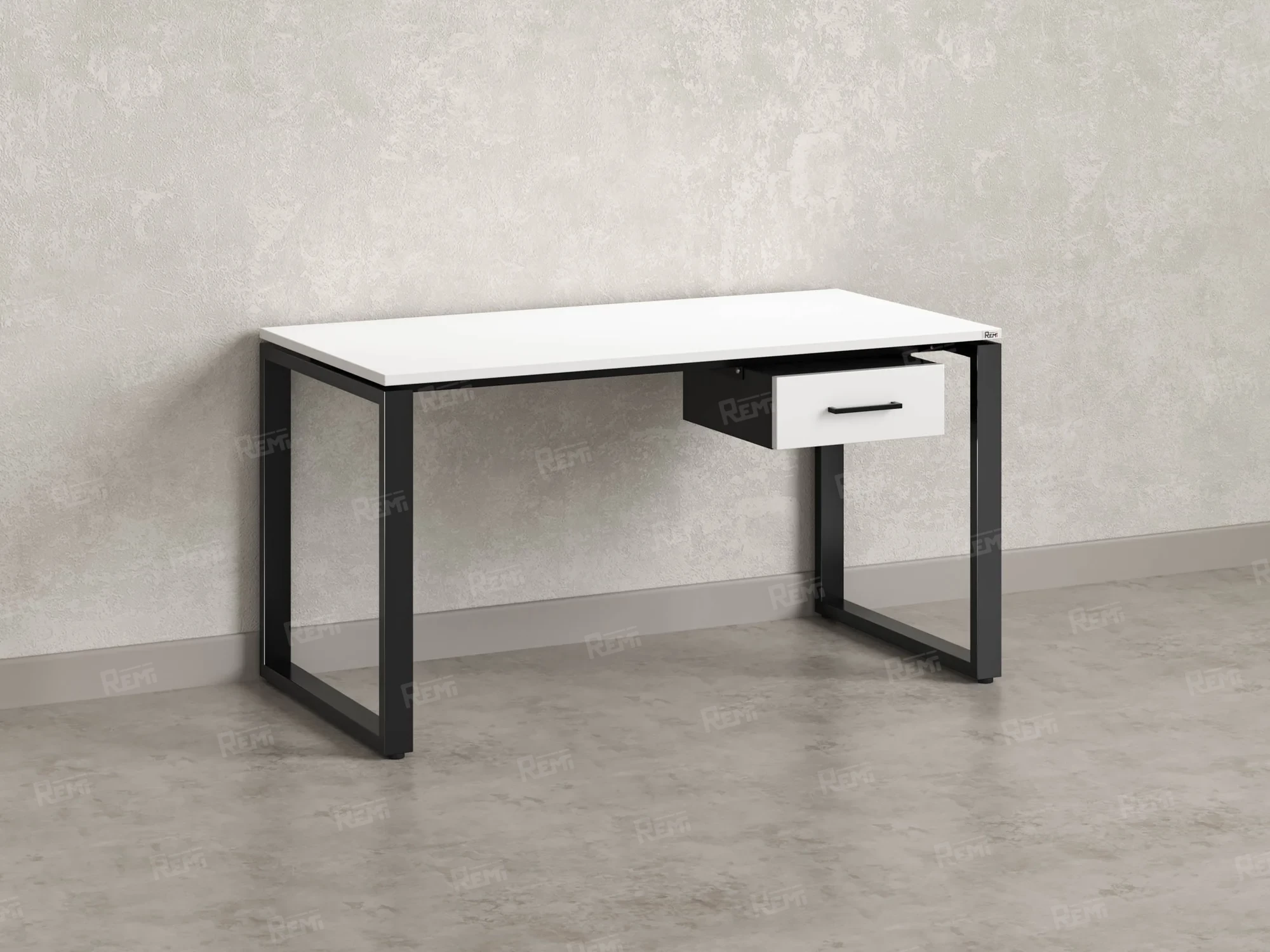 Стол прямой с подвесной тумбой, О-опора 1800x800x750 RM036-18x8 Белый/Черный