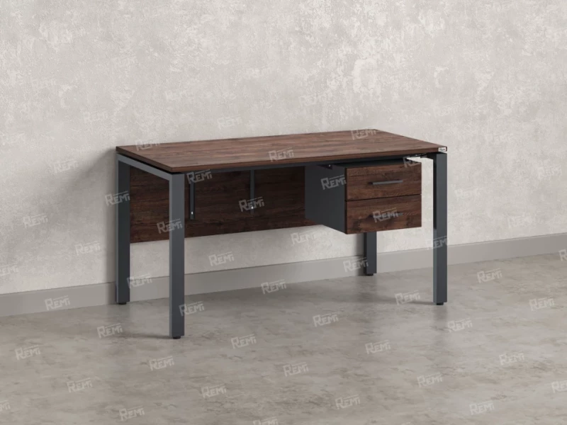 Стол прямой, подвесная тумба, ЛДСП экран, П-опора 1800x700x750 RM031-18x7 Дуб Апрельский шоколад/Серый