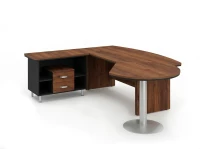 BRL RB072-255x200L Стол рук-ля L угл. с брифингом и тумбой 2 ящика 2550х2000х760 Орех Вармия/Черный
